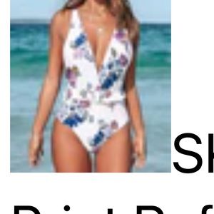 Cupshe Floral Plunging Neck one-piece, M, NWT!